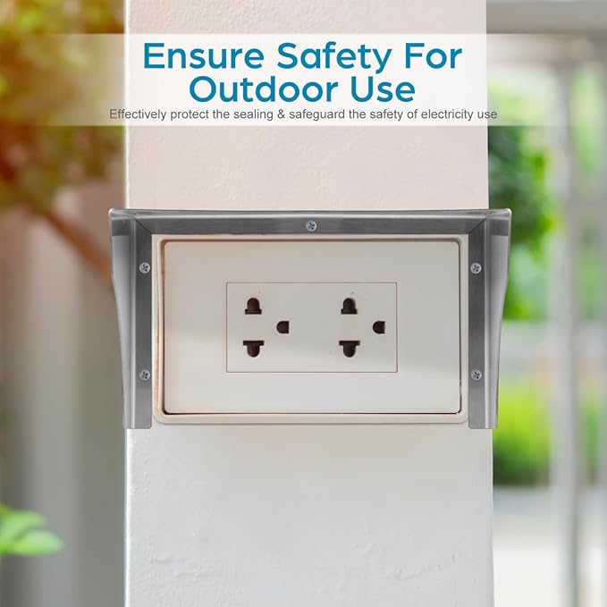 Homoyoyo Outlet Box Protection Cap Power Supply Outdoor Wireless Housing Cover Electrical Box Splash Proof Shell Rainproof Cover Plate Protector Socket Socket Electric Car Metal 7.86X4.72X4IN