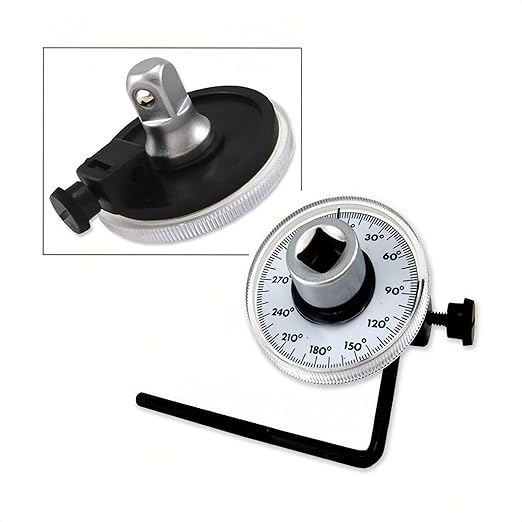 Professional Torque Angle Gauge, 1/2 Inch Drive, 360 Degree Rotation Scale, Mechanical Measurement Tool with Adjustment Handle, for Automotive Applications