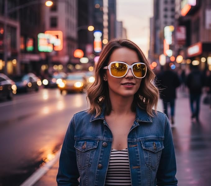FEISEDY Classic Womens Night Glasses Driving Anti Glare Wrap Around Yellow Sunglasses B2548