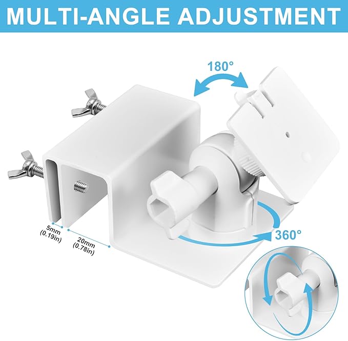 2 Pack Adjustable Solar Panel Gutter Mount for Ring -Easy Install Weatherproof Aluminum Alloy Bracket for Outdoor Use，with Perfect Sunlight Angle，Get Adequate Sunlight (White)