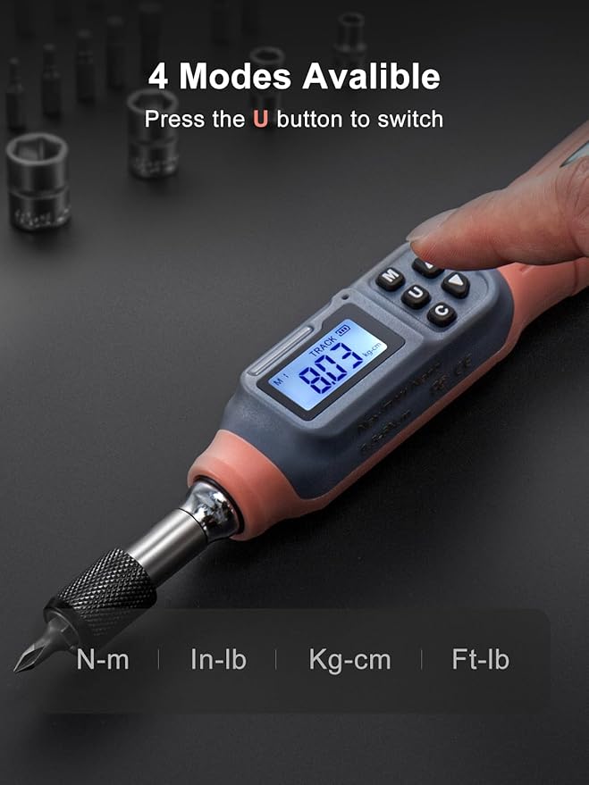 GROWNEER Digital Torque Screwdriver, 2.66-53.1 In-lbs/0.3-6 Nm, 1/4'' Drive Inch Pound Torque Screwdriver Electrician with Buzzer & LED Indicator, 27 In 1 Torque Wrench Screwdriver Set