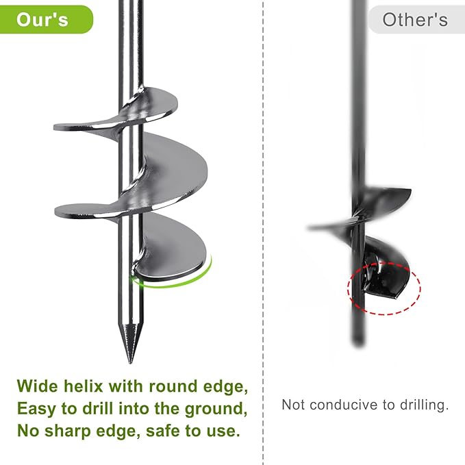 18'' Ground Anchors Screw in Heavy Duty 12mm Solid Steel, 3" Spiral Blade with Smooth Edges, Fully Welded Design for Mobile Home, Shed, Trampoline, Swing Set, Carport, Earth, Tent, 6Pack