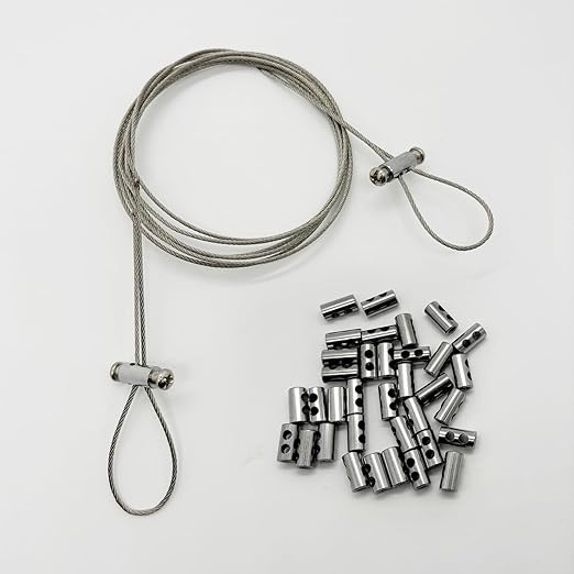 20 Pieces of M4 Wire Rope Clamps, 1/8 inch Rope, Made of Copper and Stainless Steel, Suitable for Outdoor Hanging, Reusable, and Never rusts.