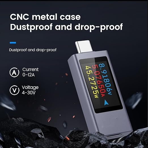Diymore USB C Power Meter Testers,USB C Tester Power Tester Color Screen,Multimeter Tester,Three Screens Switch to Display Current,Voltage,CPU Temperature,Voltage Meter,DC4-30V/0-12A