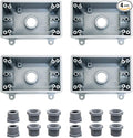 Single-Gang Electrical Outlet Box,Suitable 1/2-Inch or 3/4-Inch Electrical Conduit Weatherproof Outdoor Outlet Box,UL Listed,Plastic Junction Box Outlet（4PCS）