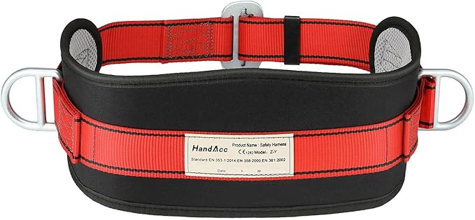 Safety Climbing Belts, Positioning Climbing Belt with Waist Pad and 2 D Rings, Safety Belt Kit Personal Portable Protective Equipment