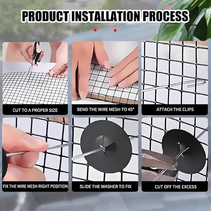 6-inch * 100 Foot Solar Panel Protective net, Black PVC Coated Rolled net, with 70 Sets of Fasteners, Anti cat/Squirrel/Bird Intrusion Solar Panel Internal Welding Protective net