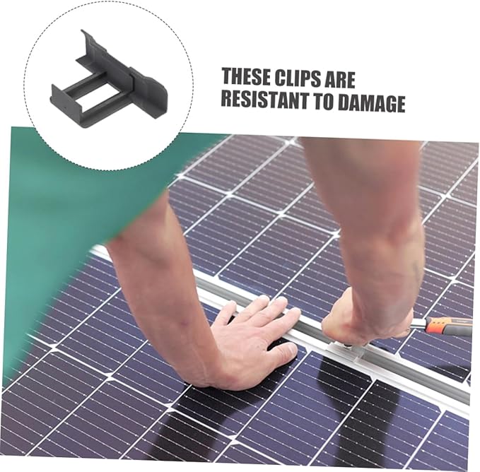 12pcs Solar Panel Water Drainage Clips Photovoltaic Cleaning Brush Deflector Clip Mounting Clamps for Outdoor Maintenance