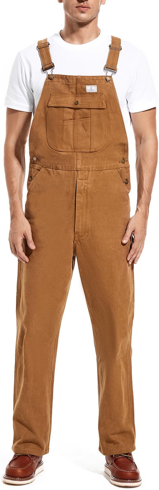HISEA Men's Relaxed Fit Duck Bib Overall with Adjustable Straps and Convenient Tool Pockets