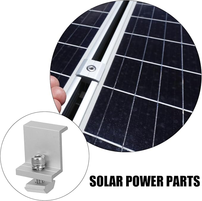 Mikikit 12pcs Solar Panel Holder Clamp Metal Rack Clip for Household Solar Panel Installation Easy to Use and Weather-Resistant
