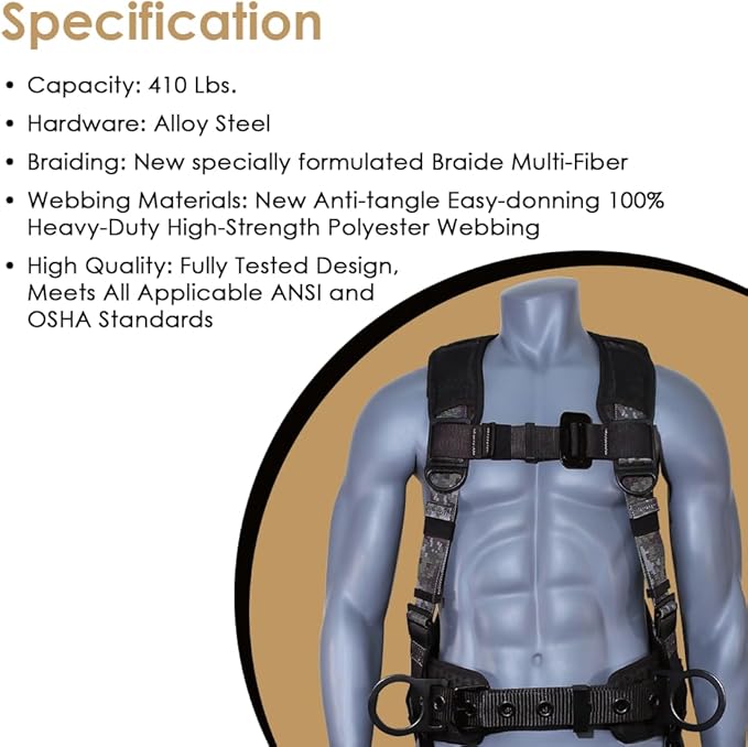 AFP Demon Fall Protection Comfortable Safety Harness (OSHA/ANSI PPE)