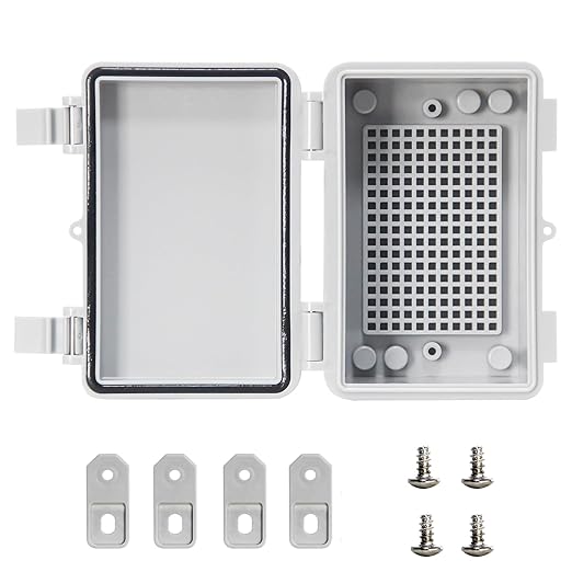 Outdoor Electrical Junction Box ABS Waterproof Junction Box IP66, Weatherproof Enclosure with Terminal Block for Solar/CCTV/Garden UseGray Cover 5.3"x3.4"x2.7"
