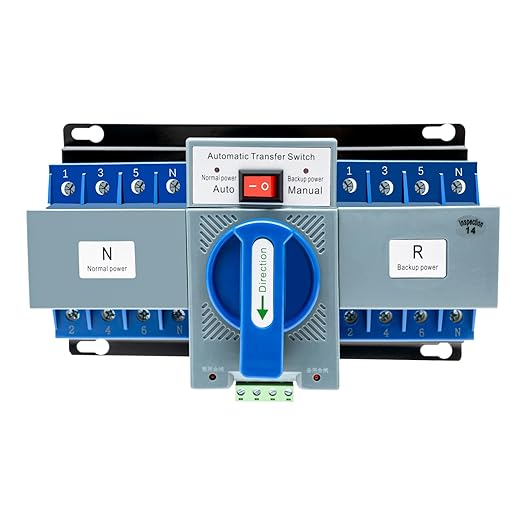 Dual Power Automatic Transfer Switch 63A 2P/4P 110V Generator Changeover Switch Tool Electronic Power Circuit Breaker Controller 50HZ/60HZ (4P/63A Blue)