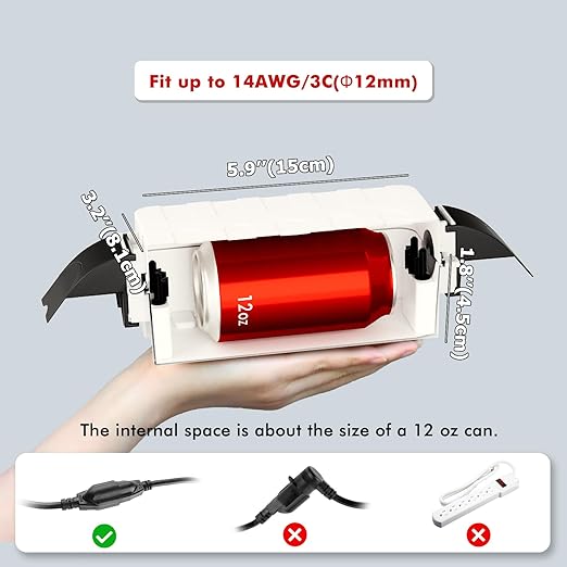 Flemoon IP55 Small Outdoor Electrical Box Waterproof (Inner 5.9 x 3.2 x 1.8inch), Extension Cord Cover with Detachable Awning Covers for Plug, Outlet, Holiday Lights, White