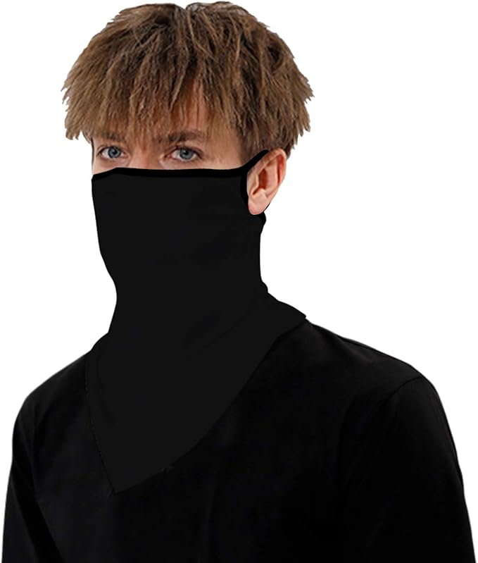 YAYOUREL Neck Gaiter Face Mask Bandanas for Men Women UV Face Scarf Cover Ear Loop Hole Facemask for Fishing Running Cycling