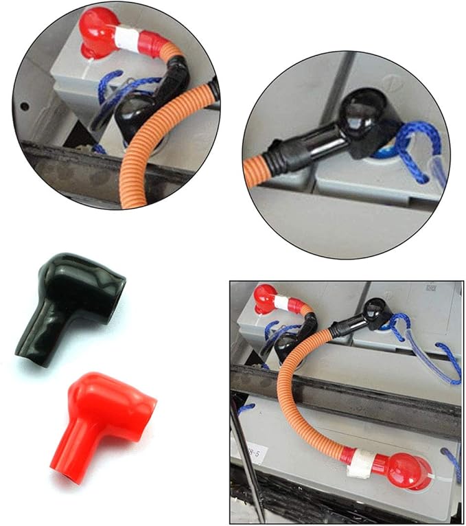 HJ Garden 12pcs Battery Terminal Boots Covers Insulating Protector Cable Lug Caps Insulating Covers Replacement Tools Red/Black 20x12mm
