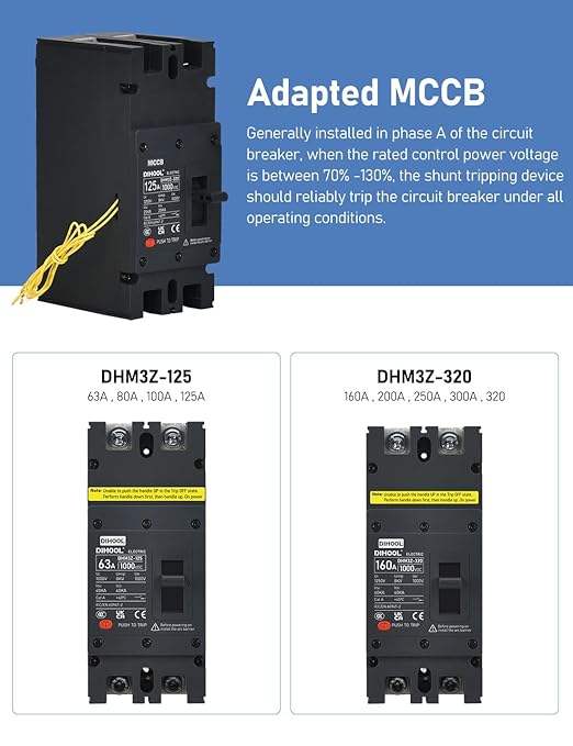 DIHOOL DC Circuit Breaker shunt Release, 24VDC Remote Control to Disconnect Circuit, Used for 100-320 Amp DHM3Z Breaker