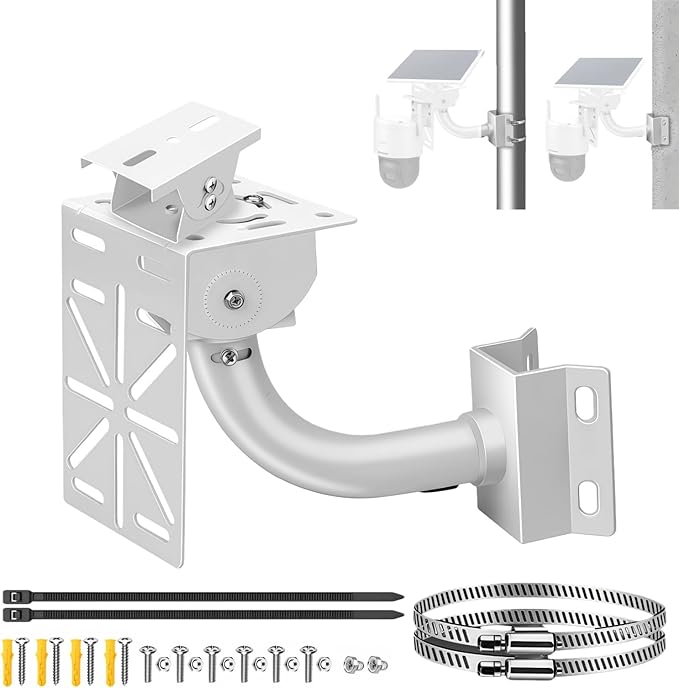 Security Camera Solar Panel Mount, 2-in-1 Aluminum Alloy Bracket for Corner & Pole, Heavy Duty Waterproof Rust-Proof Mount Kit for CCTV Dome/IP Cameras, Indoor/Outdoor Use
