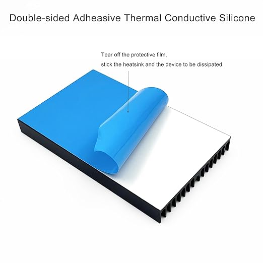 2Pcs Aluminum Heatsink Kit 100x60x10mm/ 3.94“x2.36“x0.39“ inch + Thermal Conductive Adhesive Tape Cooler Heat Sink for Cooling SSD Smartphones Routers Hard Drives LED Panel (16 Pins)