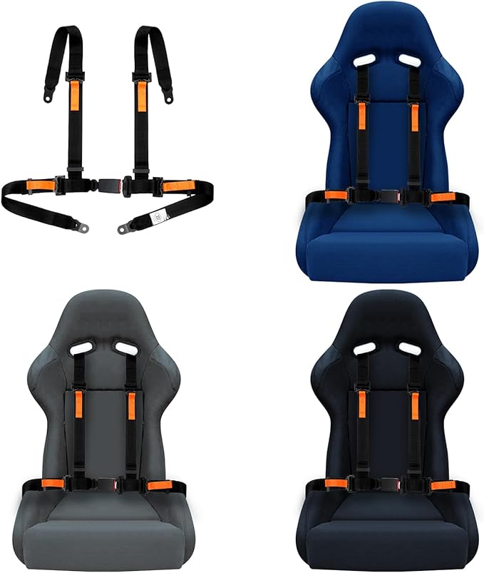 Yakitoko Universal 4 point Safety Harness Set 2 in Fits Go Kart,UTV,ATV,Racing Black