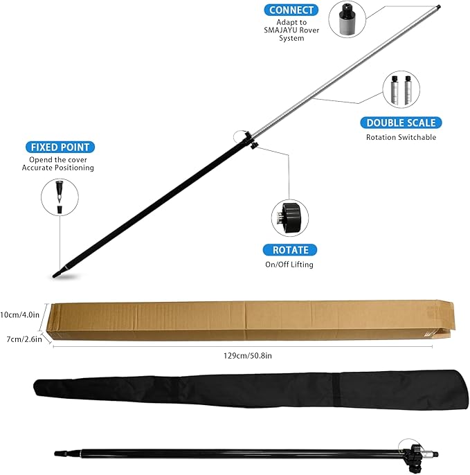 2.2M Carbon Fiber and Aluminum GPS Pole with Carry Bag, Telescopic Range Pole of Level Bubble, Rover Rod RTK GNSS Surveying Tool, Portable Prism for Surveying & Engineering, Meter and Feet, Universal Standard