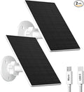 2W Solar Panel for Security Camera Outdoor, USB/USB-C Charger with IP65 Waterproof, 360° Adjustable Mount & 7.2ft Cable, Compatible with Rechargeable Battery Cameras (2 Pack, White)
