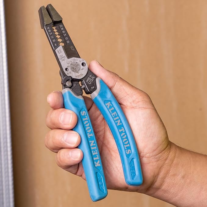 Klein Tools K12035L Klein-Kurve Wire Cutters, Made in USA, Heavy Duty Wire Stripping Tool with Lock, 8-20 AWG