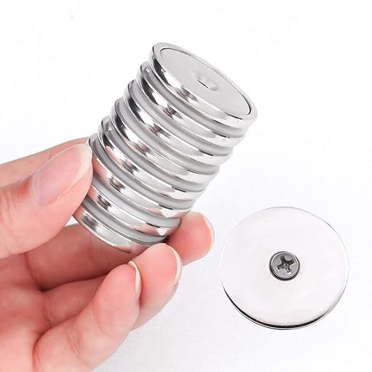 LOVIMAG Neodymium Cup Magnets, 100lbs Holding Force Strong Rare Earth Magnets with Countersunk Hole and Iron Sheet and Screw for Holding Tools Lifting, Hanging, Door, 1.26 inch, Pack of 12