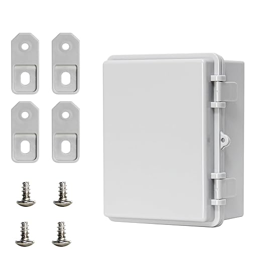 Waterproof Electrical Box Outdoor Project Junction Box ABS Plastic Housing with Latch Hinged Suitable for Landscape Lighting, Security Surveillance, DIY Projects etc(8.6"x6.6"x4.3")