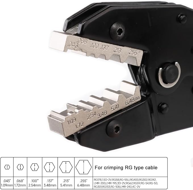 Coaxial Crimping Tool for RG Type Cable -RG50,54,55U,58,59,62,108,133,142,178,301,302,400 BNC 1.5D-2V,3D-2V,4C-2V, LMR-195,200,240 Connector (CRIPMER L3 WG)
