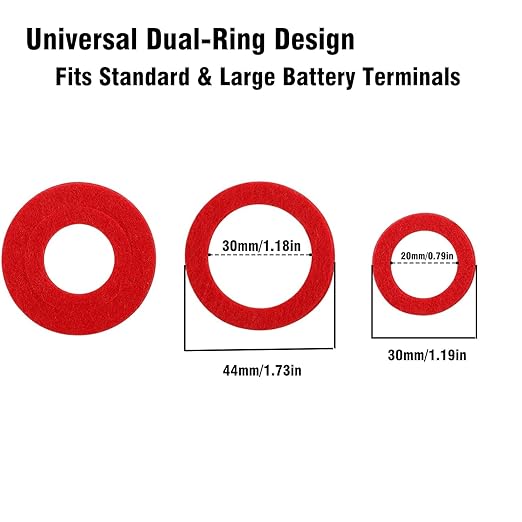 16 PCS Battery Terminal Anti-Corrosion Washers, 8 Red & 8 Green Extra Thick Fiber Gaskets - Prevent Acid Leak Damage, Universal Fit for Car, Truck, Boat 6V & 12V Batteries