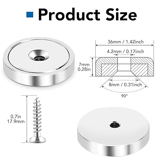 LOVIMAG Strong Magnets, 150lb+ Waterproof Strong Neodymium Cup Magnets with Screws for Wall Mounting,Rare Earth Magnet with Holes for Holding Tools Lifting, Hanging(Silver, 6 Pack)