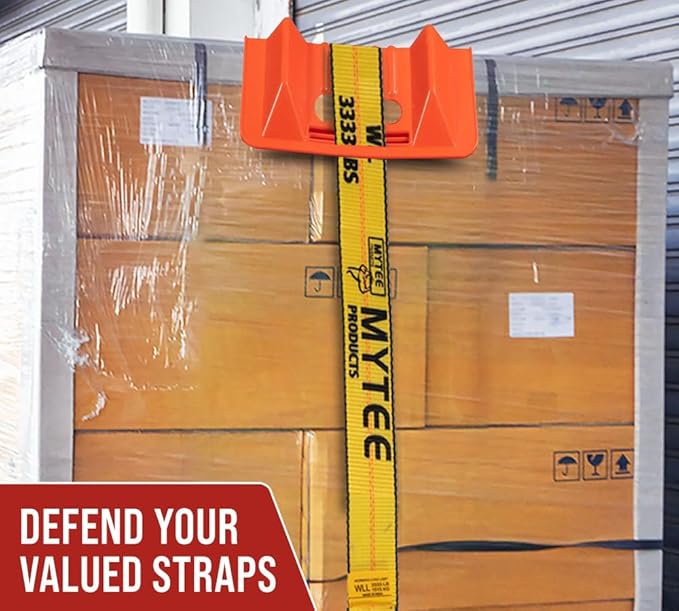 Mytee Products (120 Pieces 4"x10" Orange Corner Protector V Shaped Flatbed Edge Guards with Carrying Case - Cargo Load Corner Edge Protector and Tie-Down Strap Guard for Flatbed