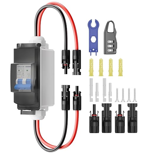Solar Panel Disconnect Switch, cnaodun 63Amp DC 1000V Miniature Circuit Breaker PV Disconnect Switch Breaker Box with IP65 Waterproof UV-Proof Box