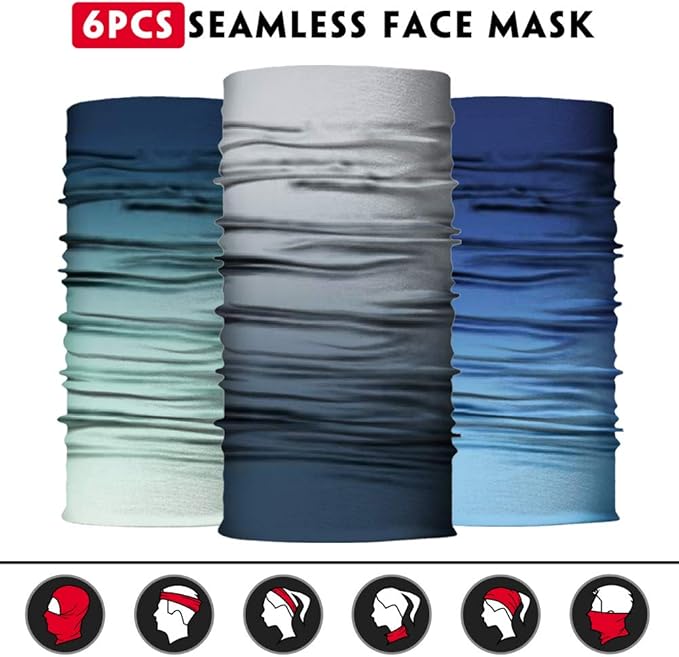 Venswell Neck Gaiter Face Mask Men Women,Seamless Bandana Rave Face Cover Scarf Mask,Balaclava,Headband, Head Wrap,Headwear