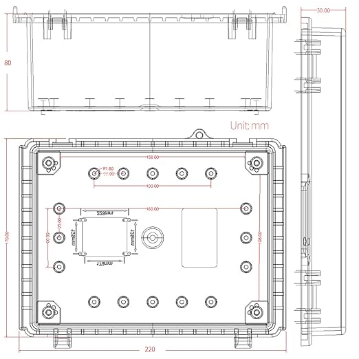 Electrical Junction Box with Mounting Plate, Hinged Cover Stainless Steel Buckles, IP67 Outdoor Project Box Weatherproof DIY Electrical Enclosure 8.6×6.7×4.3 inch (220×170×110mm)
