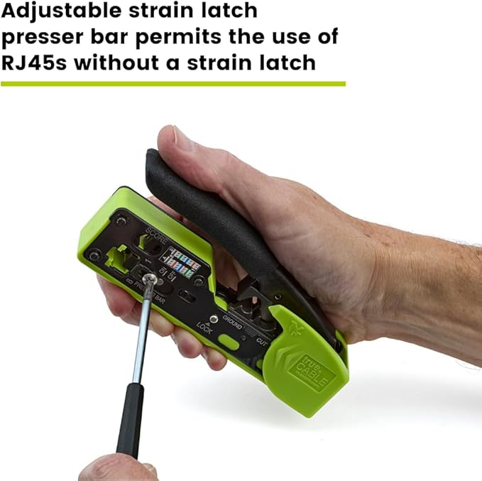 trueCABLE Crimp Tool for Pass Through RJ45 All-in-One Ethernet Tool: Crimp, Cut, Score - Works with Cat5e, Cat6, Cat6A Shielded and Unshielded Connectors