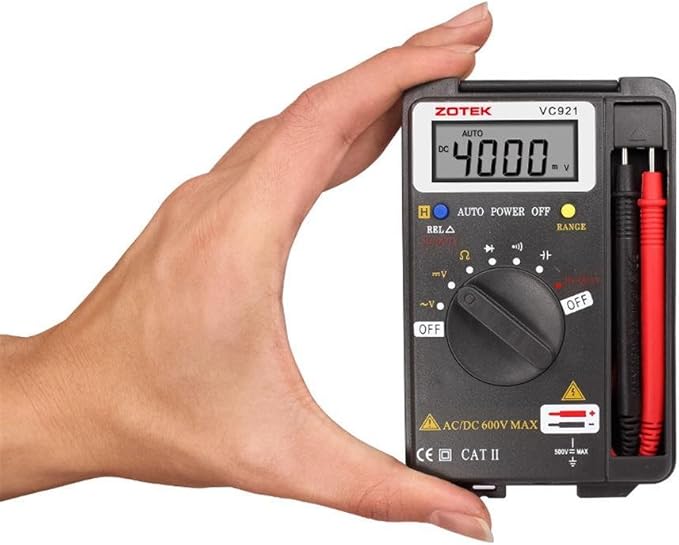 Digital Multimeter, Auto Ranging Pocket Digital Multimeter Digital Multi Tester - AC DC Voltage DC Current Resistance Diodes Capacitance Transistor Measuring Instrument (VC921)