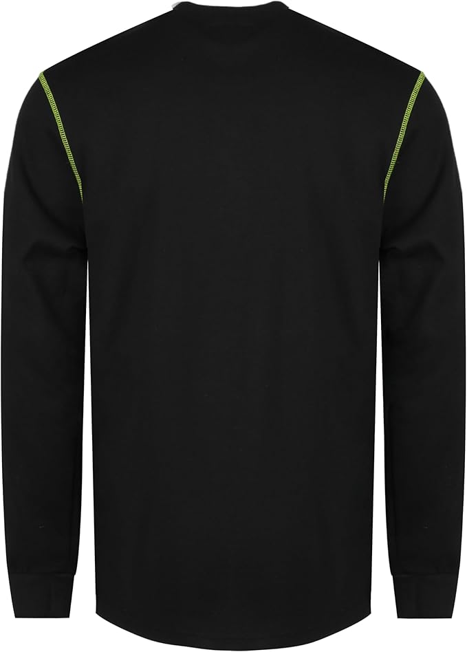 BOCOMAL FR Shirts Flame Resistant Henley Shirt NFPA2112/CAT2 7oz Men's Long Sleeve Fire Retardant Clothing
