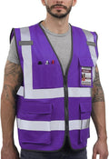 Dib Safety Reflective Vest ANSI Class 2, High Visibility Vest with Pockets and Zipper, Construction Work, Hi Vis