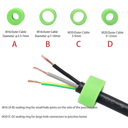 Waterproof Junction Box Outdoor, IP68 6-Way, Black, PA66 Nylon, Includes 4 Sets of Waterproof Rubber Plugs