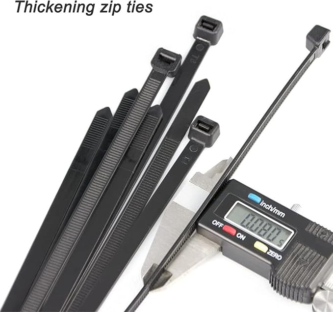 large zip ties 48 inch black cable ties heavy duty outdoor use 12 pieces long plastic tie wraps uv resistant 200 lbs Tensile Strength