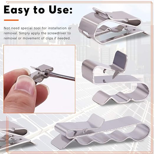 60 Pieces Stainless Steel Cable Clips kit with 34 mm 23mm 14mm Wiring Frame Clip PV Module Wire Management for Solar Application Trailer Boat Auto