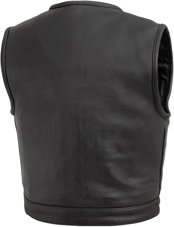 First Mfg Co - Lowside - Mens Motorcycle Biker Riding Canvas, Leather, Twill, Perforated Leather Vest