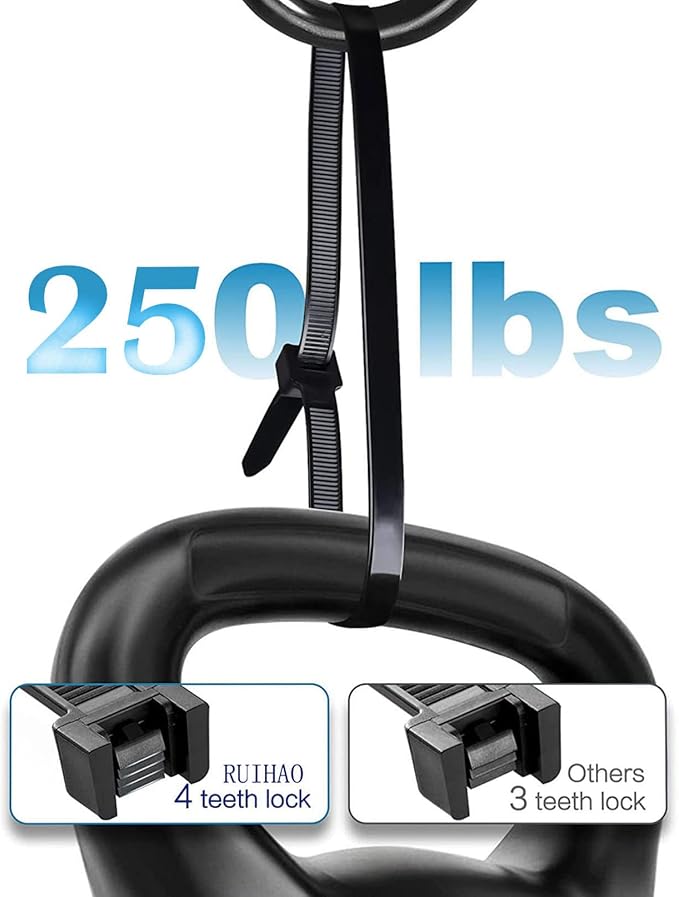 Extra long zip ties 48 inch black Large cable ties heavy duty outdoor use 250 lbs thick Nylon plastic Zipties 18 pcs