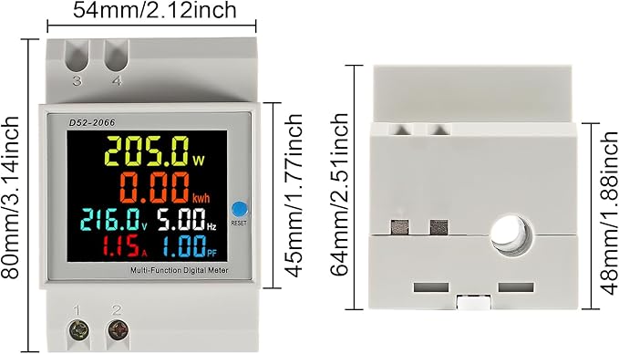 2Pack Digital Single Phase Energy Meter Tester Electricity Usage Monitor AC 110V 40V~300V 100A Ampermeter Power Voltmeter Ammeter Voltage Amps Watt Kwh Frequency Power Factor Meter Multimeter