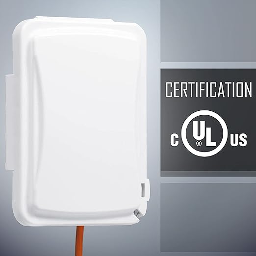 TayMac MM110W Weatherproof Single Outlet Outdoor Receptacle Cover, 5/8 Inches Deep, White