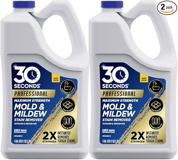 30 SECONDS Pro Mold and Mildew Stain Remover | Scrub Free | Brighter Results Instantly | Ready To Use Refill | 128 fl. oz. (2 PACK)