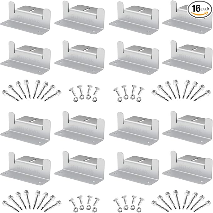 16 Units per Set Solar Panel Mounting Z Brackets, Solar Panel Mounting Brackets Lightweight Aluminum Corrosion-Free for RVs, Trailers, Boats, Yachts, Wall and Other Off Gird Roof