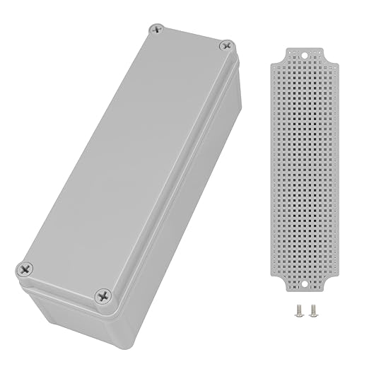 Junction Box，9.8"x 3.3"x 3.1" Outdoor Electrical Box with Mounting Plate, IP67 Dustproof Waterproof ABS Plastic Project Box, DIY Electrical Enclosure Gray (250x 85x 80 mm)